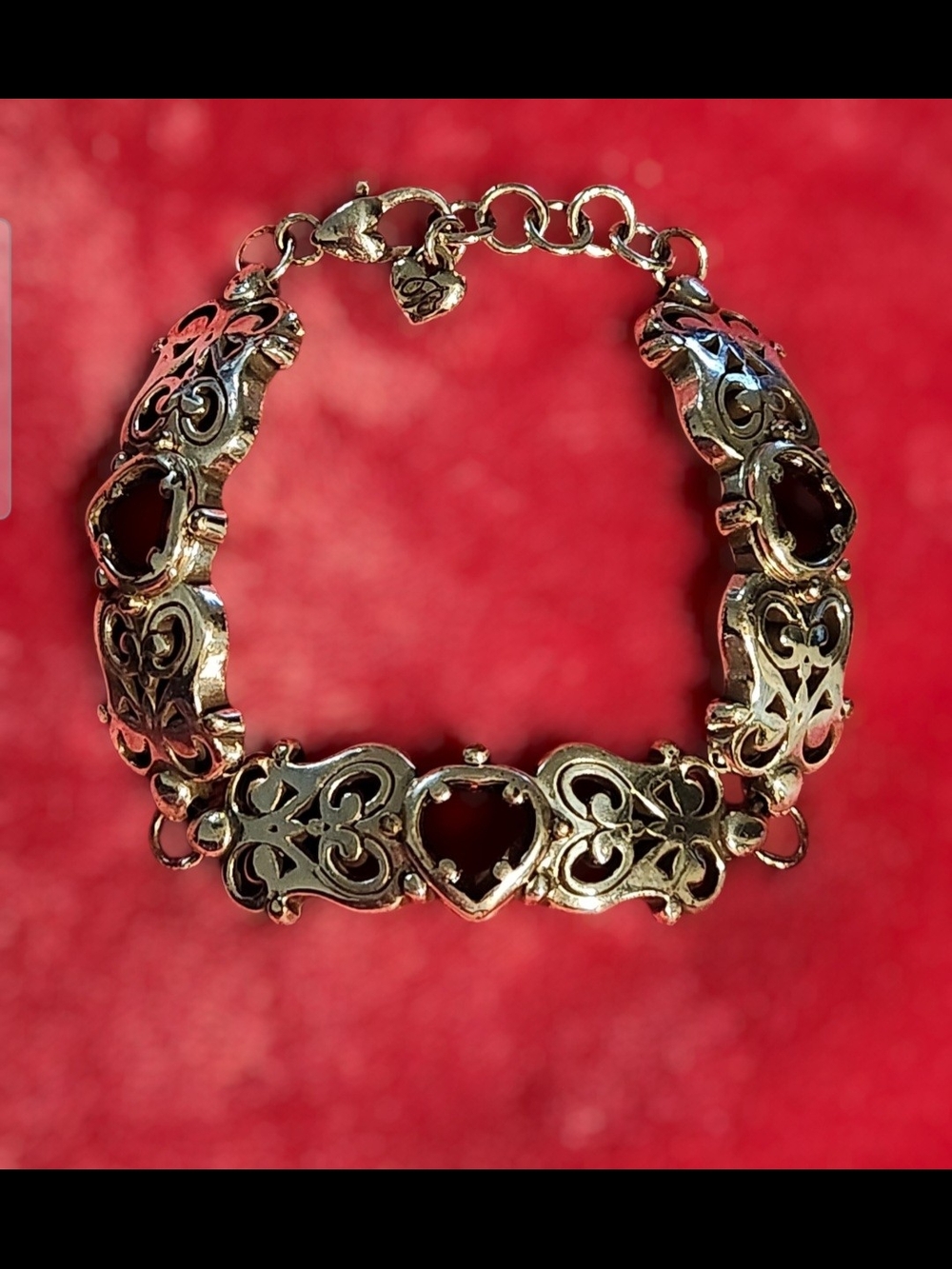 Vintage Brighton Red Heart Bracelet Endless Love Silver‎ Tone